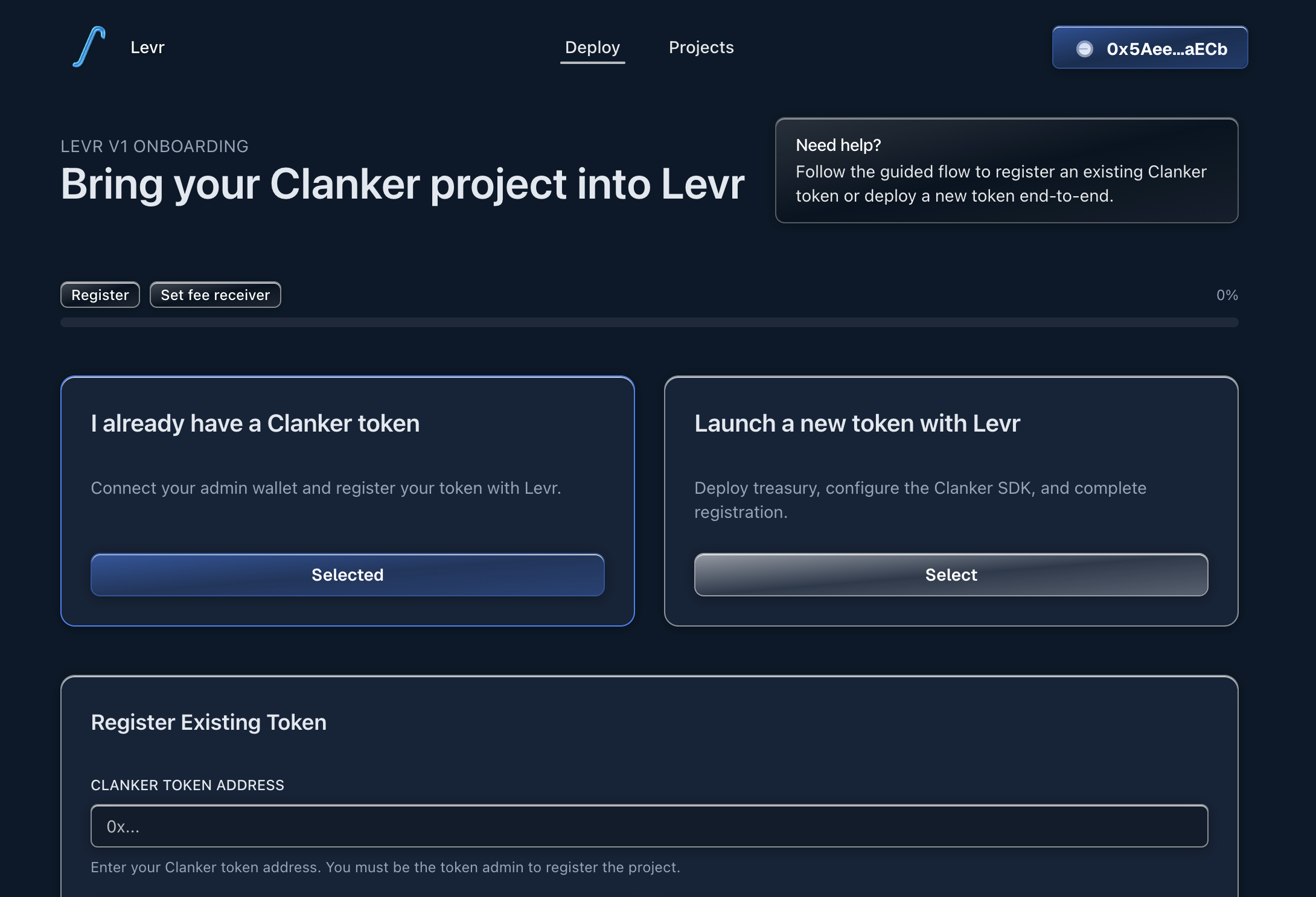 Register Existing Token Interface